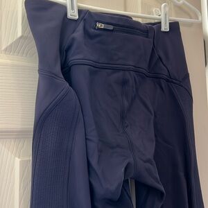 Navy blue Lululemon leggings, long with light fleece lining!